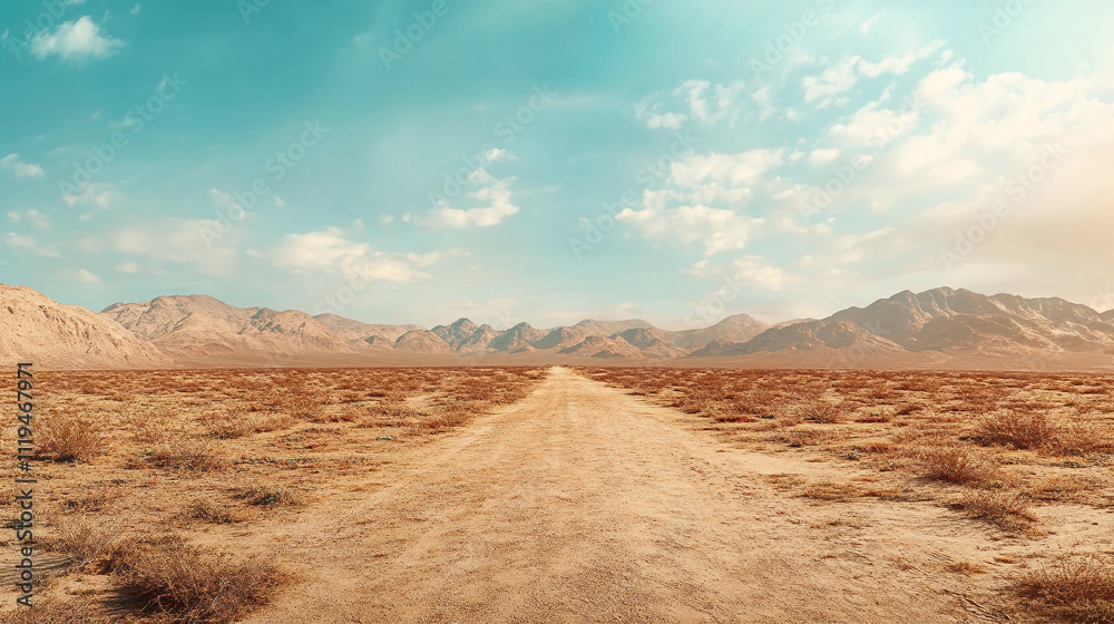 empty road in desert with cloudy sky long road reaches out to horizon dirt road empty road in desert with cloudy sky long road reaches out to horizon dirt road