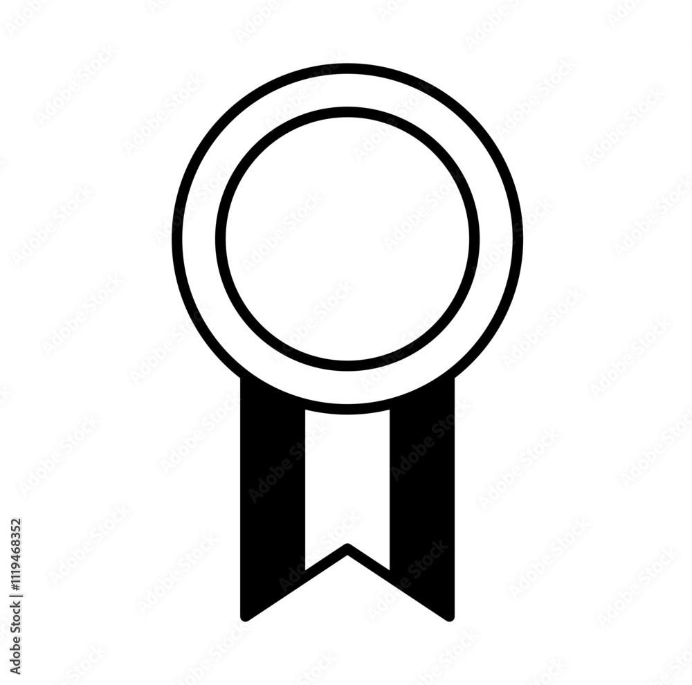 Ribbon medal in outline black icon vector Ribbon medal in outline black icon vector