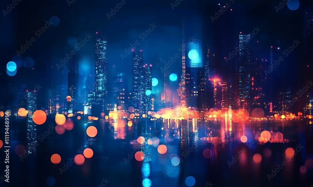 Fototapeta premium abstract night light of cityscape bokeh, Generative Ai