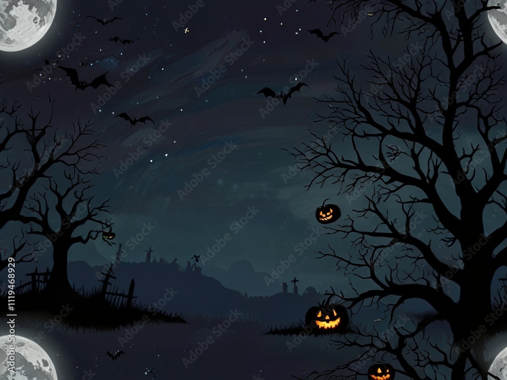 Fototapeta premium halloween background with moon and tree