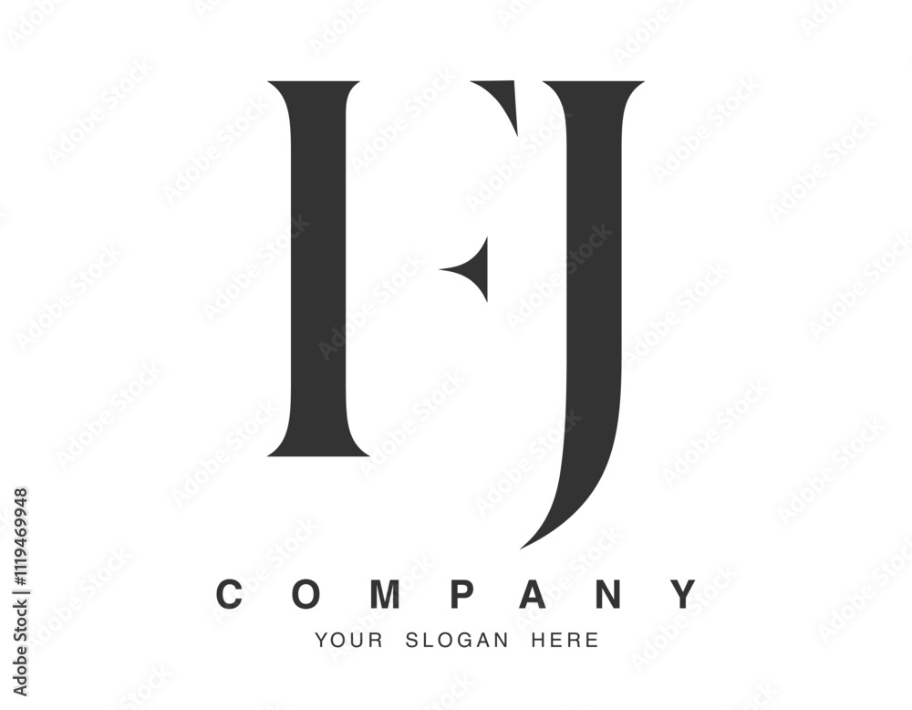 FJ logo design. Initial letter f and j serif font style. Creative classic company name typography. Trendy logotype or identity. FJ logo design. Initial letter f and j serif font style. Creative classic company name typography. Trendy logotype or identity.