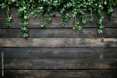 lucky four leaf clovers on a wooden background saint patrick day celebration frame st patricks day greeting template copy space for text