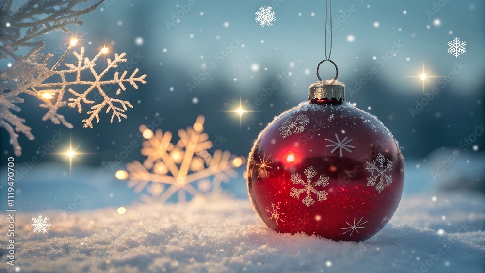 red christmas balls on snow red christmas balls on snow
