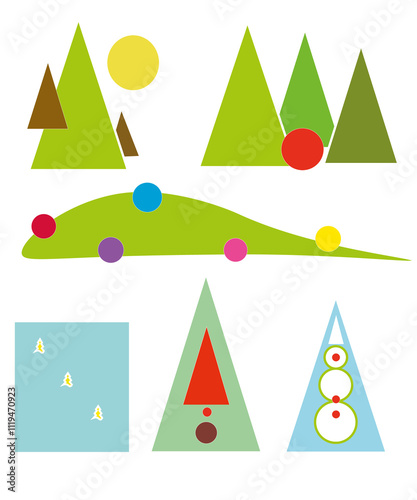 christmas trees set