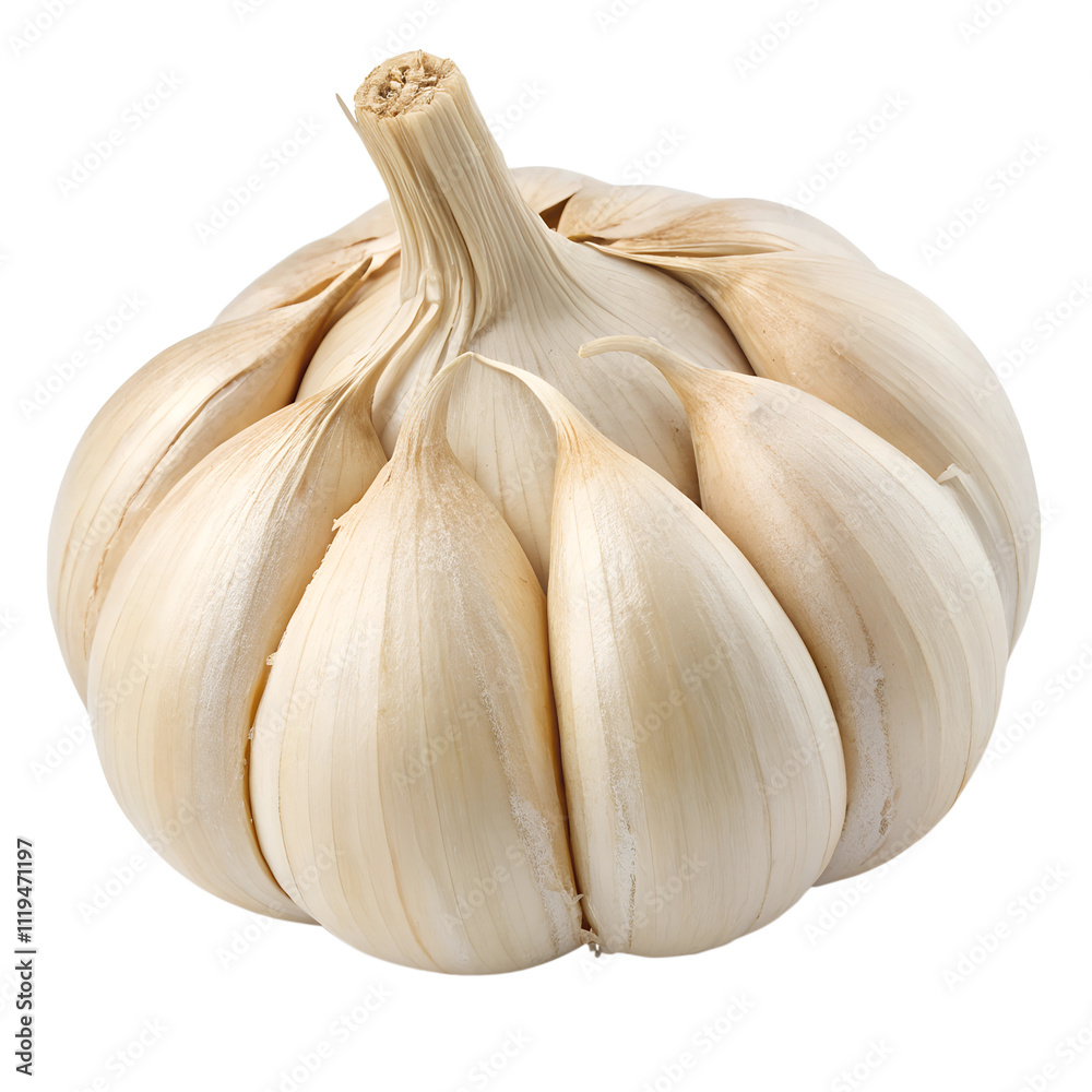 Obraz premium top view of Elephant garlic isolated on a transparent background