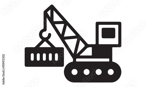 Excavator icon vector illustration -Cricut Isolated on white background Vector illustration for Cutting Machine,Typography Calligraphy , Silhouette Cameo, Hand drawn lettering phrase isolated on white