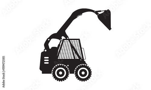 Excavator icon vector illustration -Cricut Isolated on white background Vector illustration for Cutting Machine,Typography Calligraphy , Silhouette Cameo, Hand drawn lettering phrase isolated on white