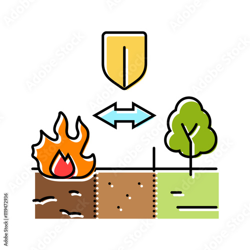 firebreak line wildfire disaster color icon vector. firebreak line wildfire disaster sign. isolated symbol illustration