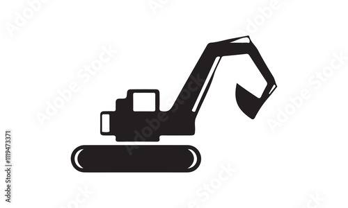 Excavator icon vector illustration -Cricut Isolated on white background Vector illustration for Cutting Machine,Typography Calligraphy , Silhouette Cameo, Hand drawn lettering phrase isolated on white