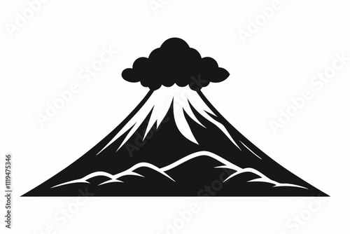 Volcano Silhouette Vector Artwork