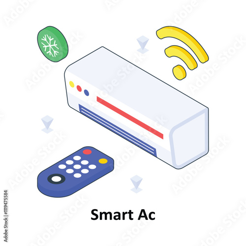 Smart Ac isometric Colored illustration. EPS File stock illustration