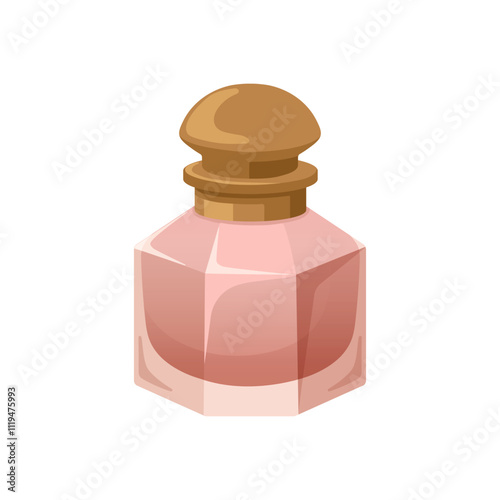 Perfume bottle with chic design. Luxury fragrance, odour in flask. Odor, toil...