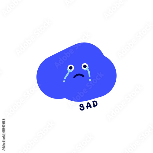 Vector illustration of abstract emotion. Minimal character symbol depicting an emotional state and text. Simple flat symbol for emotional intelligence design.