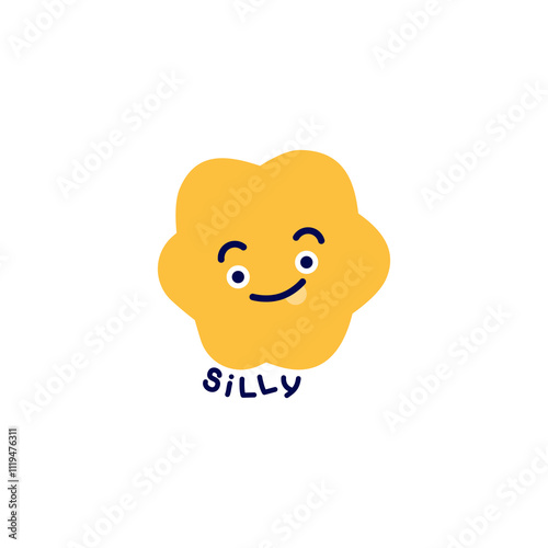 Vector illustration of abstract emotion. Minimal character symbol depicting an emotional state and text. Simple flat symbol for emotional intelligence design.