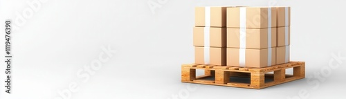 wholesales concept. Wholesale pallets with shrink-wrapped goods for bulk buyers, secure packaging, 3D illustration