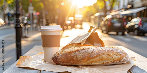 Morning bakery delight paris food photography urban setting warm vibes photo