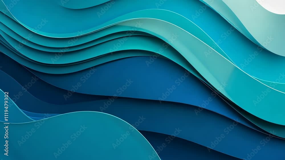 Colorful layered waves of blue and teal create an abstract oceanic effect in a modern design Colorful layered waves of blue and teal create an abstract oceanic effect in a modern design