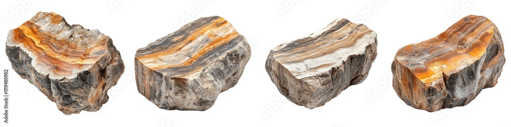 Intricate Cross-Section of Petrified Wood Showcasing Natural Patterns on Transparent Background Intricate Cross-Section of Petrified Wood Showcasing Natural Patterns on Transparent Background