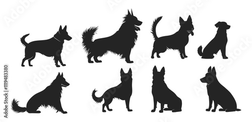  Versatile Dog Silhouette Collection with Sitting, Standing, and Playful Poses