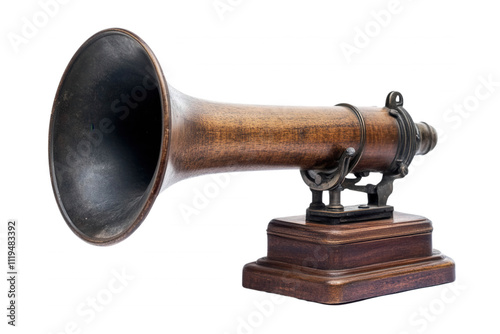 Wallpaper Mural Vintage gramophone with wooden base and brass horn, isolated on transparent or white background Torontodigital.ca