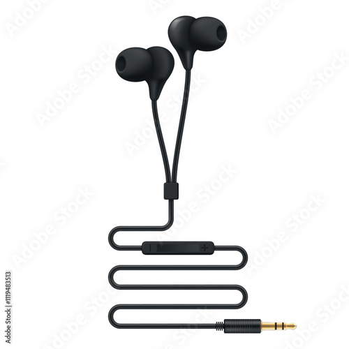 Telephone headphones with a sleek design showcasing a black color and detailed wire connections on a white background