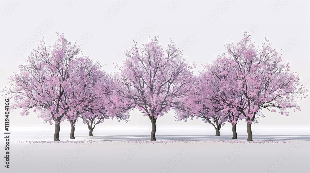 Fototapeta premium 3D rendering of Chilopsis-linearis trees on a transparent background, top view.