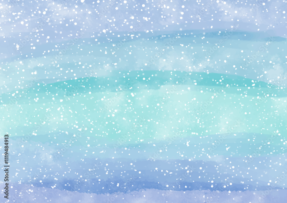 Hand painted Christmas watercolour background with snowy overlay Hand painted Christmas watercolour background with snowy overlay