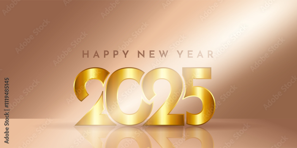 Fototapeta premium Happy New Year banner with elegant gold numbers design 