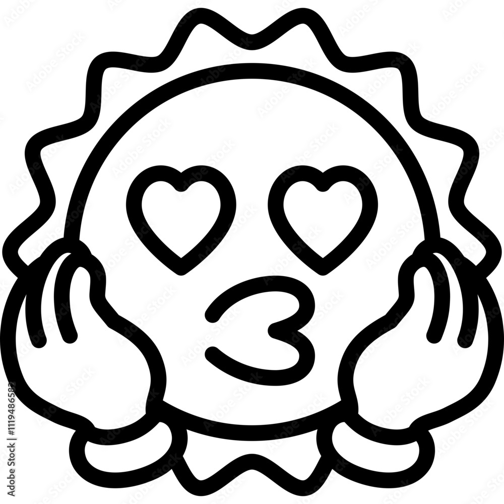 sun is adorable and playful in love representing fun summer outline icon sun is adorable and playful in love representing fun summer outline icon