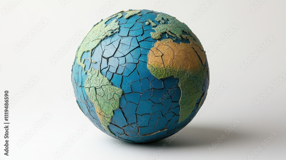 Cracked Earth Globe Symbolizing Environmental Degradation Cracked Earth Globe Symbolizing Environmental Degradation