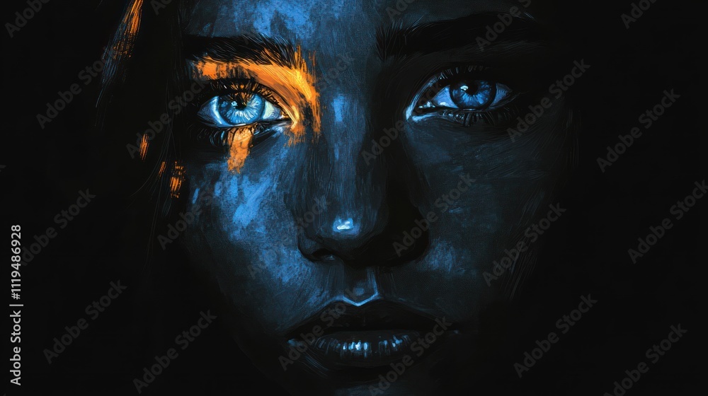 Abstract Portrait of a Woman with Vivid Eyes Abstract Portrait of a Woman with Vivid Eyes