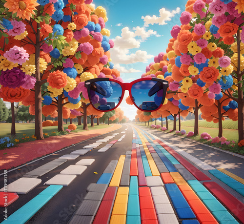 Clsoe up on pale sunglass sunglasses painting transportation.
