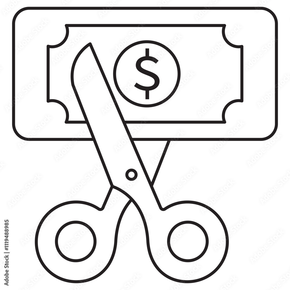 Budget Cuts Icon, The Impact of Budget Reductions on Organizations and Communities icons, Vector Budget Cuts Icon, The Impact of Budget Reductions on Organizations and Communities icons, Vector