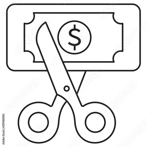 Budget Cuts Icon, The Impact of Budget Reductions on Organizations and Communities icons, Vector