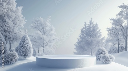 Winter-Inspired Frosted Glass Podium with Elegant Snowy Accents