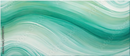 Swirling Abstract Green Waves with Textured Flow in Natural Fluid Motion Across Canvas