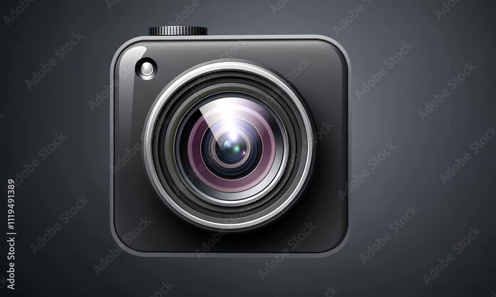 Sleek Black Square Camera with Prominent Lens Sleek Black Square Camera with Prominent Lens