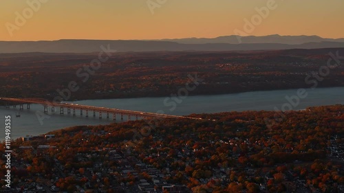 Hudson River Beacon New York Newburgh Bridge Medium Pan Sunset