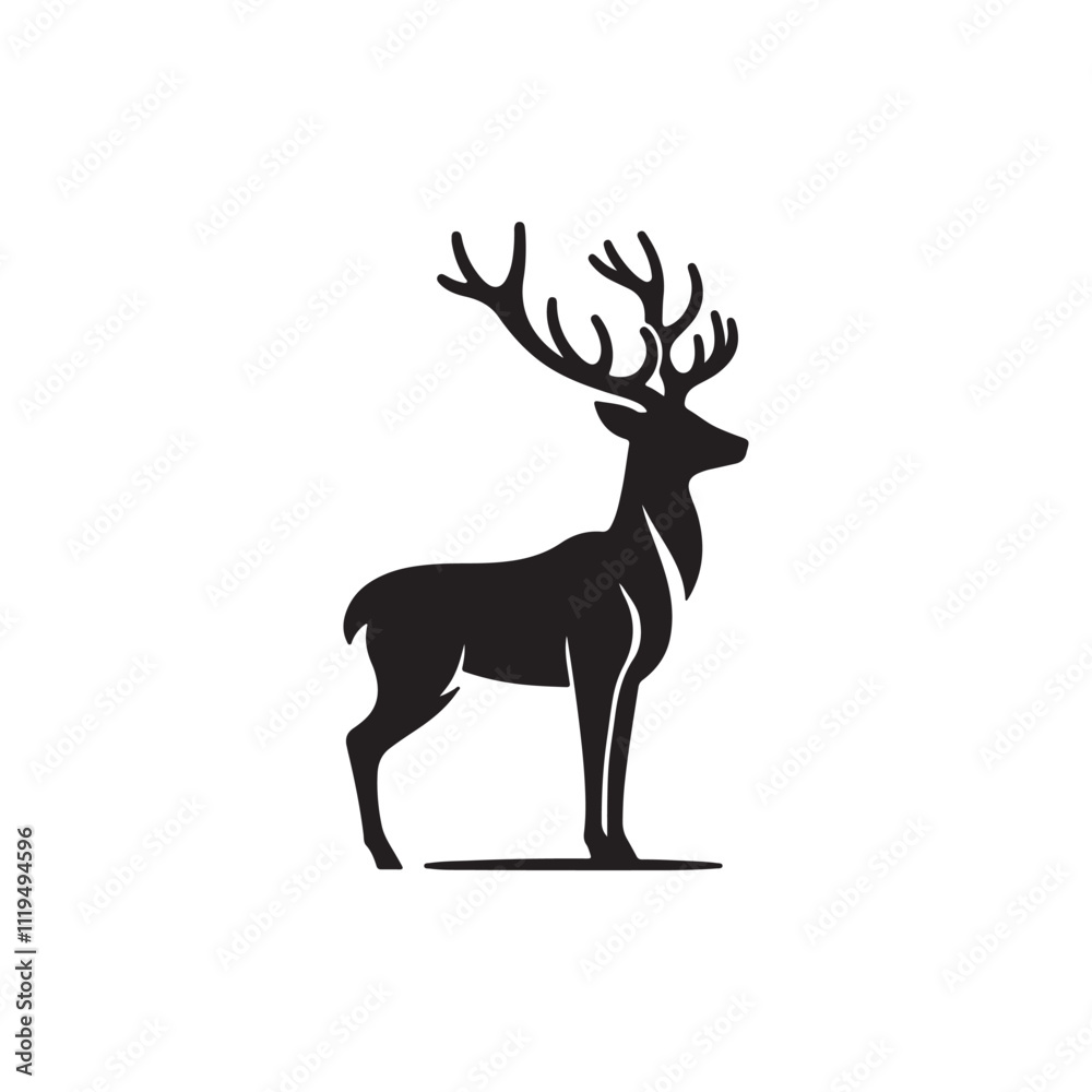 Obraz premium Creative simple Deer silhouette vector Style with white background