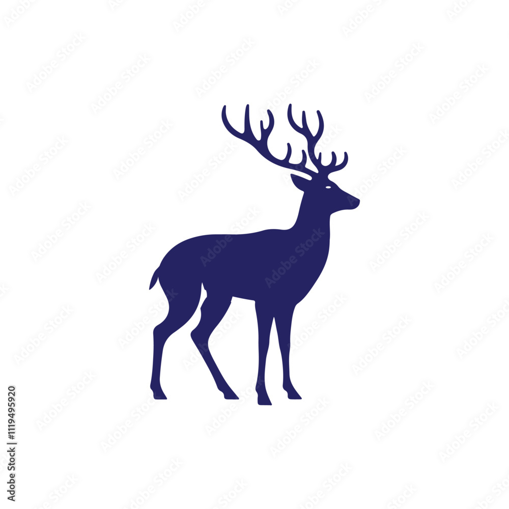 Obraz premium Creative simple Deer silhouette vector Style with white background