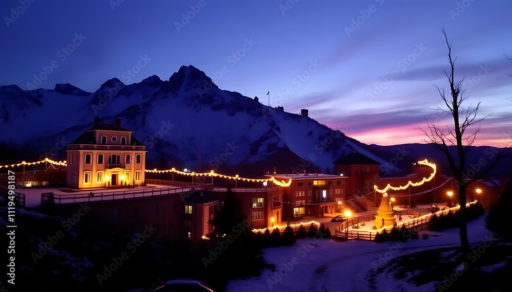 Fototapeta premium Mountain Resort Night Lights,