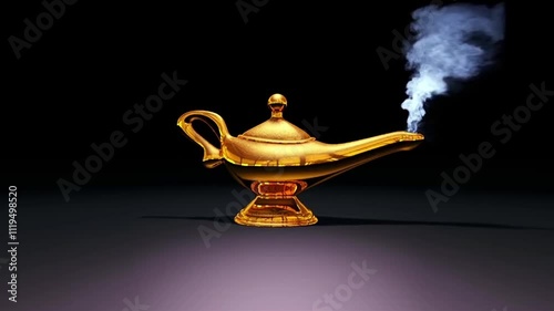 laddin's lamp blows smoke.