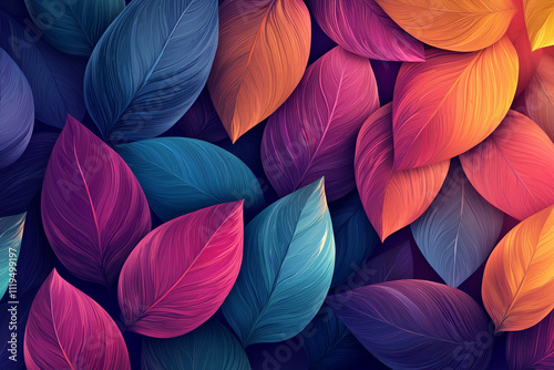 Wallpaper Mural Minimalist vector art graphic design featuring a red- orange leaf Torontodigital.ca