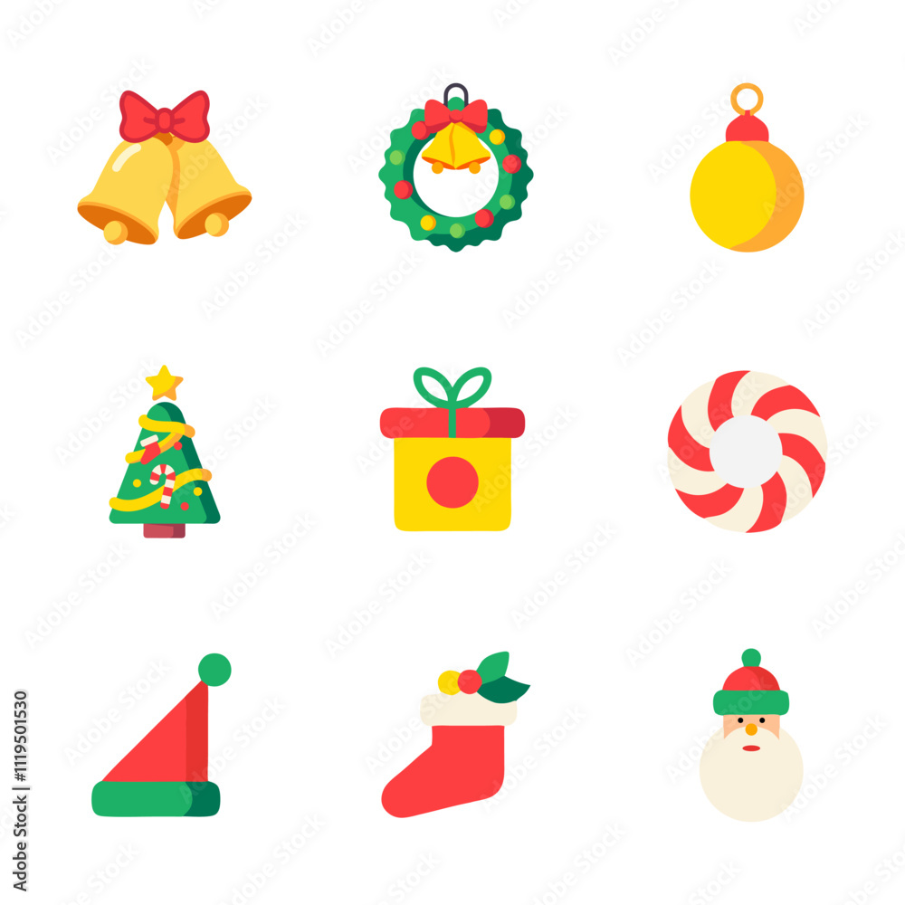 Fototapeta premium Christmas Ornaments Element Flat Design 1