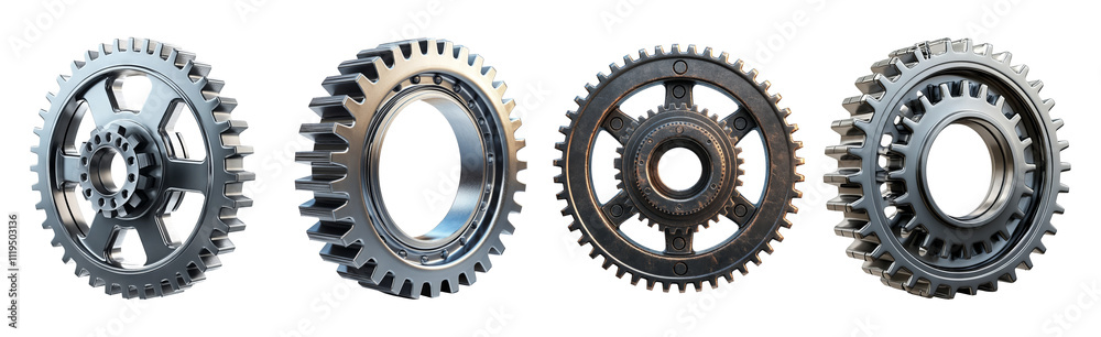 Isolated Mechanical Gears on Transparent Background Isolated Mechanical Gears on Transparent Background