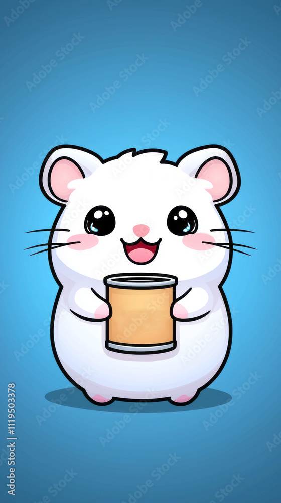 Cute cartoon hamster holding can, ready for New Year 2025 resolutions! Cute cartoon hamster holding can, ready for New Year 2025 resolutions!