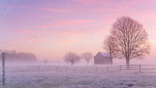 Ostfriesland im Winter - Nebliger Sonnenaufgang bei Wolthusen - Winter Wonderland - Nebliger Winter-Sonnenaufgang - Grünkohlwetter in Ostfriesland	- Winterzauber  photo