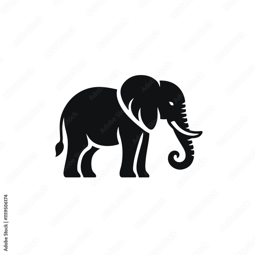 Obraz premium Creative simple Elephant silhouette vector Style with white background