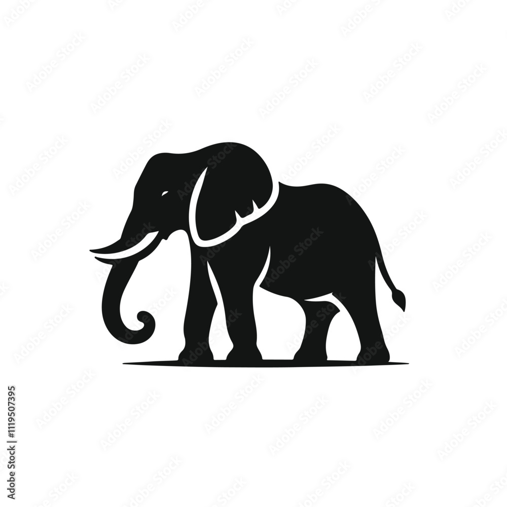 Obraz premium Creative simple Elephant silhouette vector Style with white background