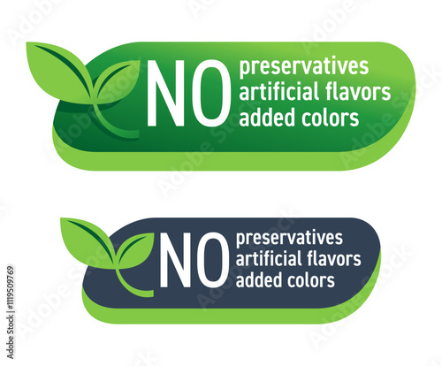 NO additives - horizontal badge label with leaf shape
